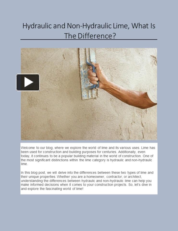 PPT Hydraulic and NonHydraulic Lime, What Is The Difference