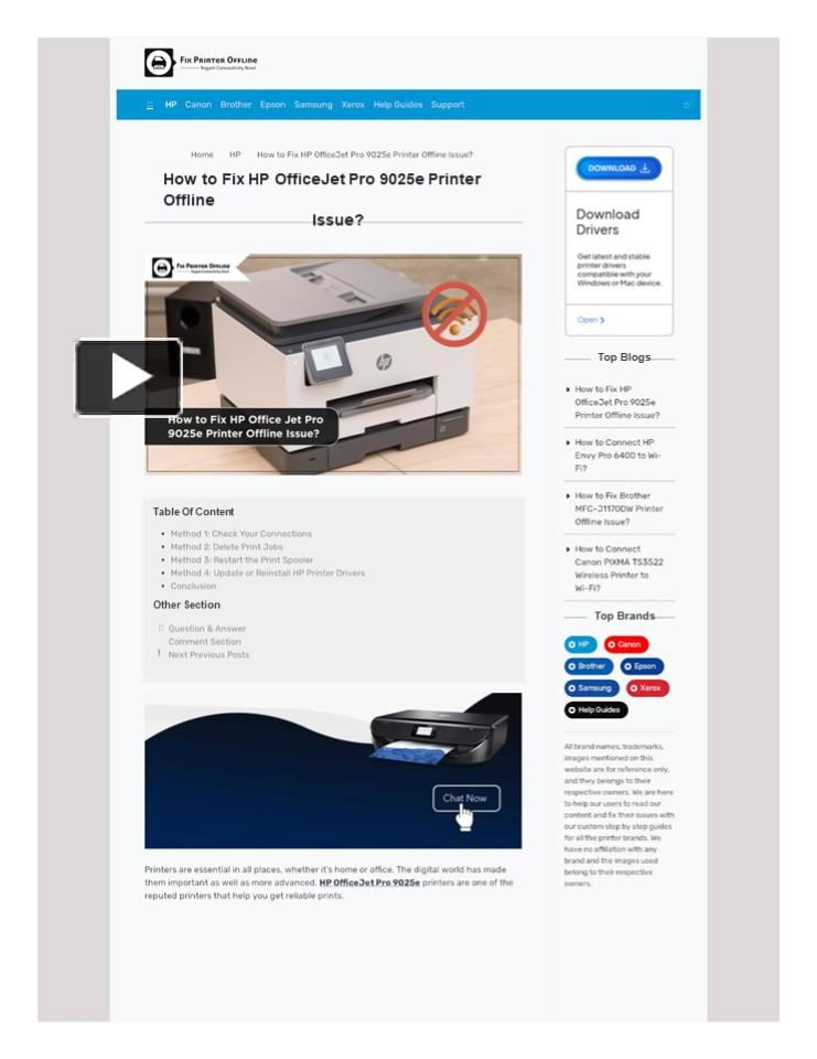 PPT How to Fix HP OfficeJet Pro 9025e Printer Offline Issue