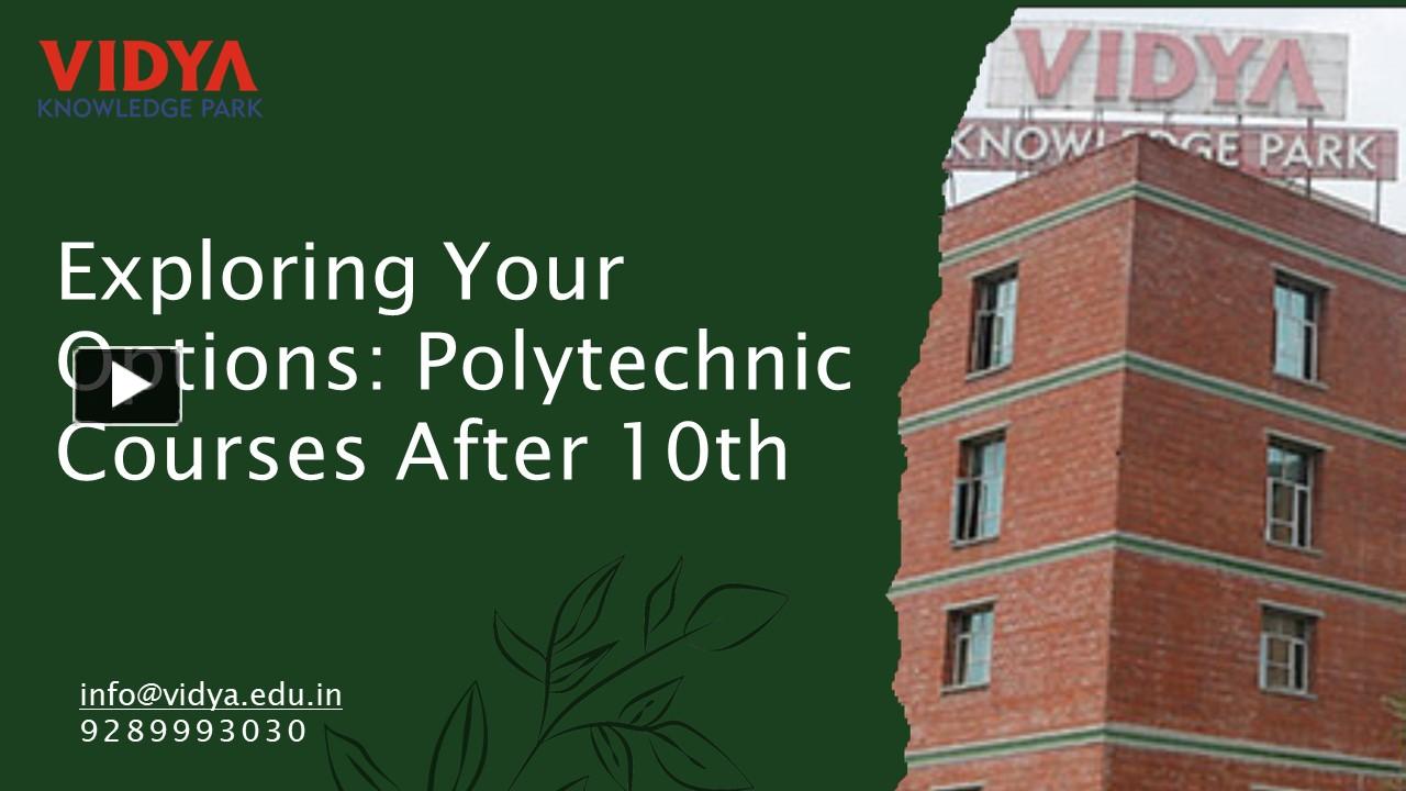 PPT Exploring Your Options Polytechnic Courses After 10th PowerPoint
