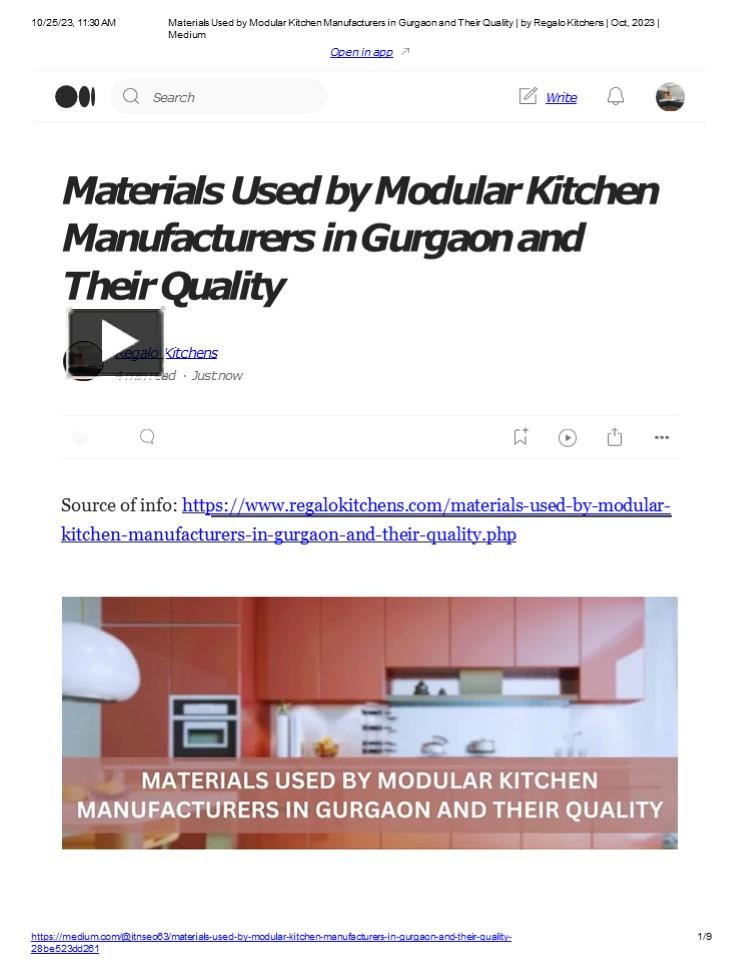 PPT Materials Used by Modular Kitchen Manufacturers in Gurgaon and Their Quality PowerPoint