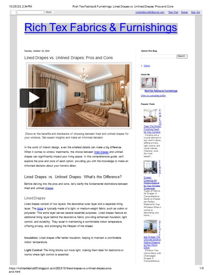 PPT Lined Drapes vs. Unlined Drapes Pros and Cons PowerPoint