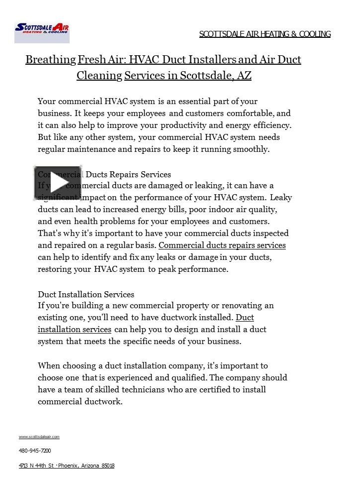 PPT Breathing Fresh Air HVAC Duct Installers and Air Duct Cleaning