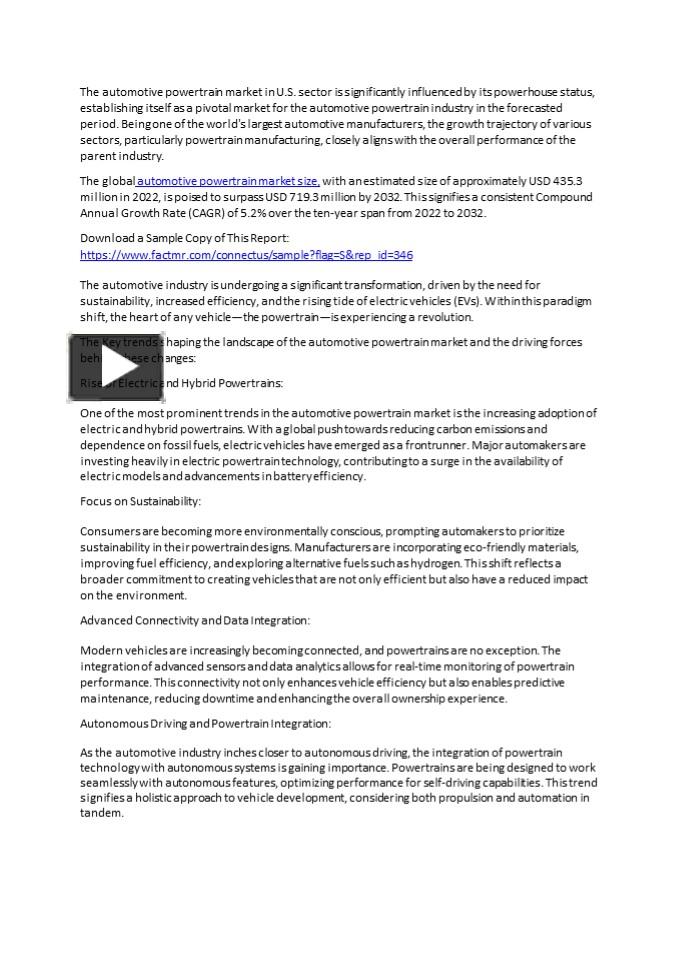 PPT Automotive Powertrain Market PowerPoint presentation free to