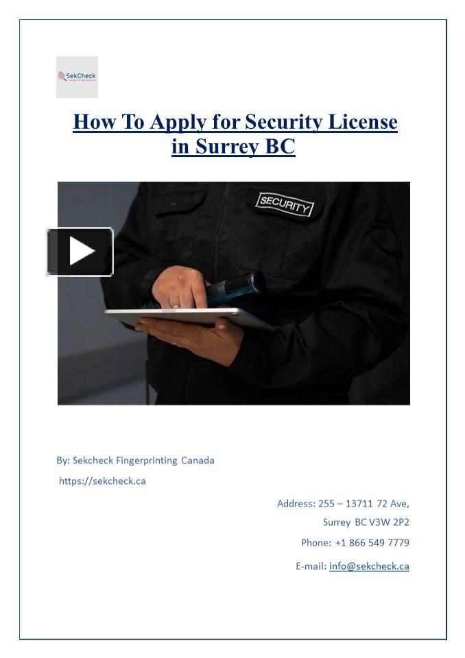 PPT How To Apply for Security License in Surrey BC PowerPoint