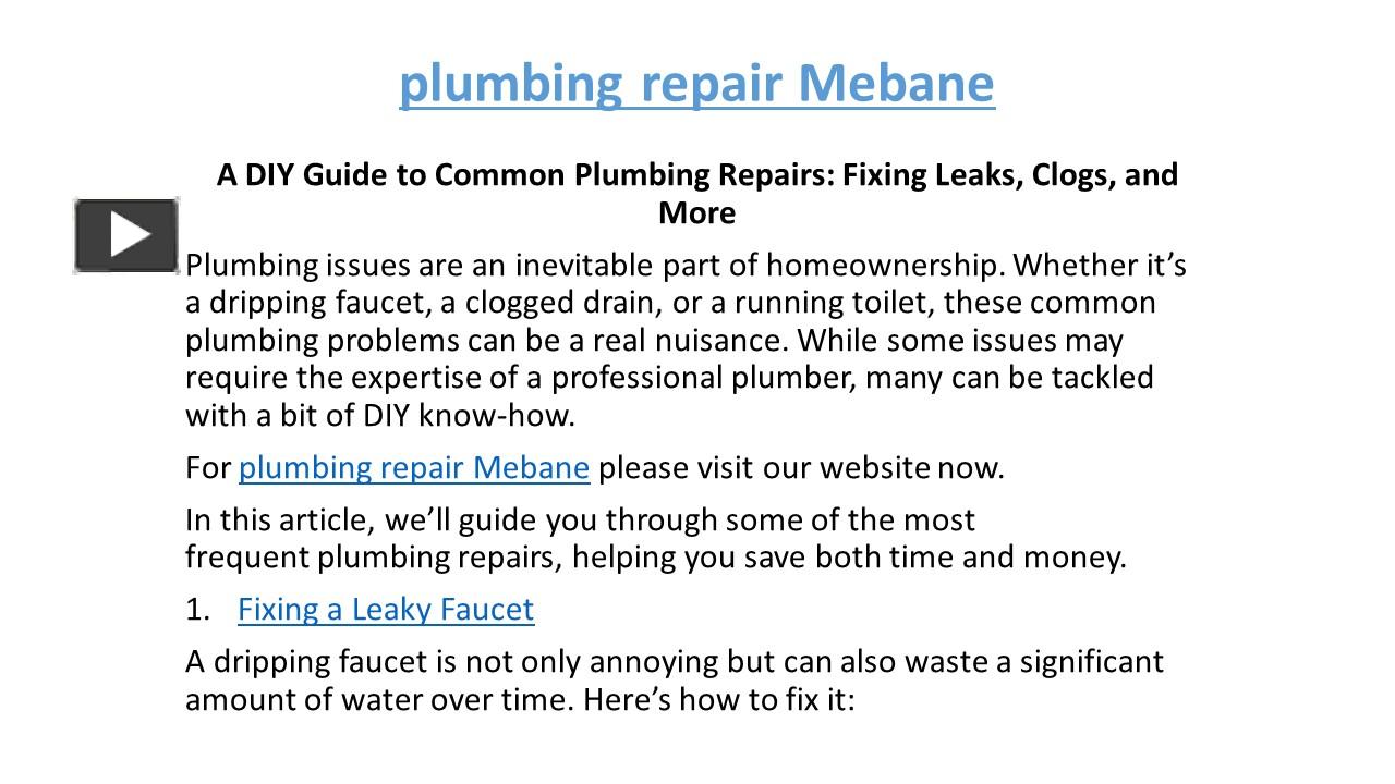 PPT plumbing repair Mebane PowerPoint presentation free to download