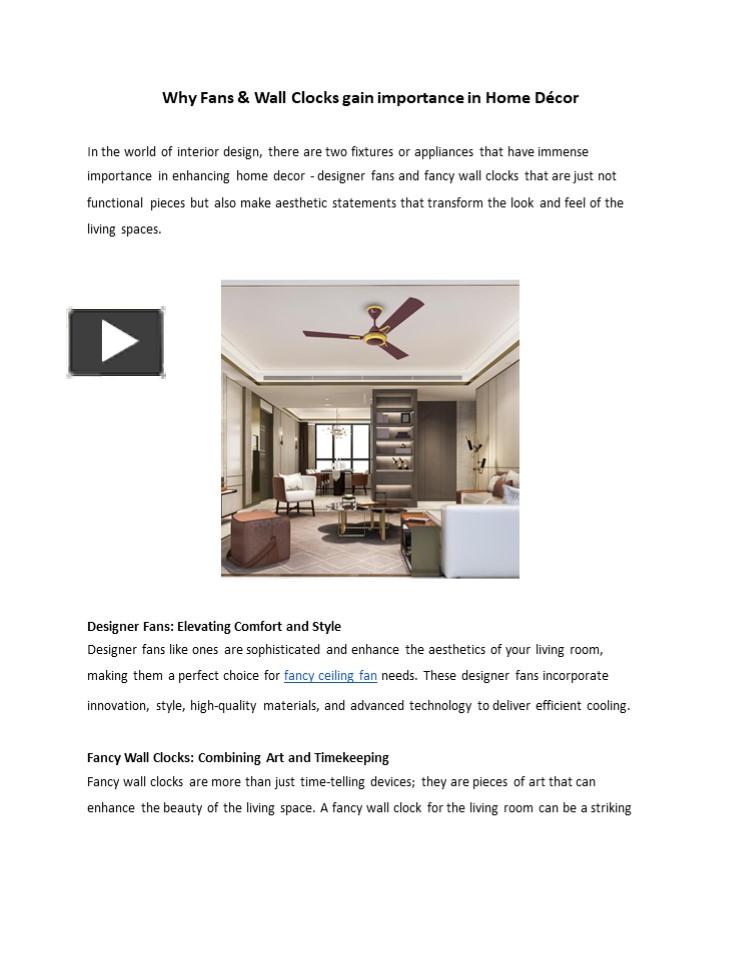 PPT Why Fans & Wall Clocks gain importance in Home Décor Orpat