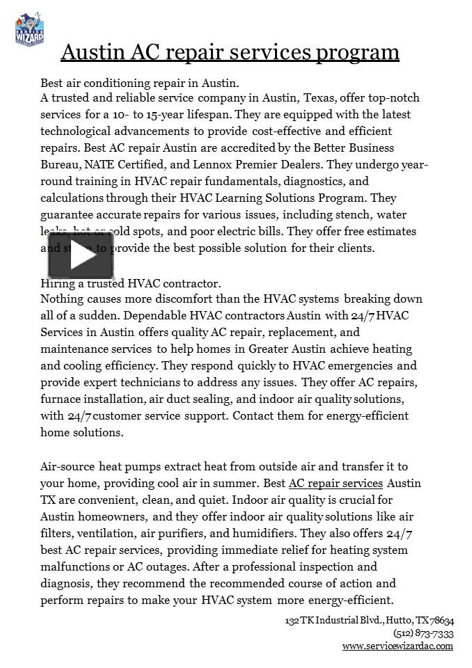 PPT Austin AC repair services program PowerPoint presentation free