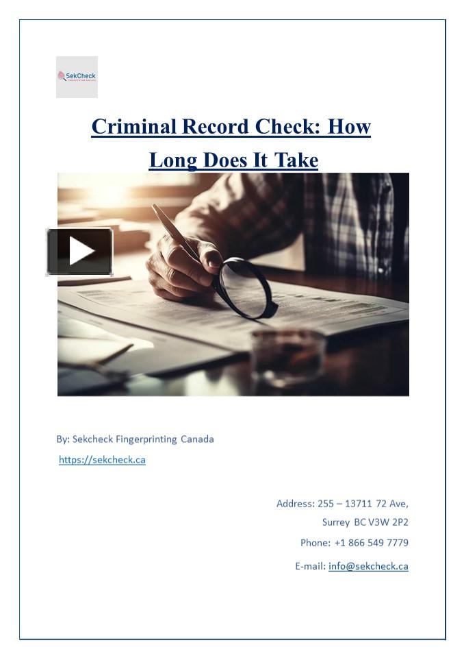 PPT Criminal Record Check How Long Does It Take PowerPoint