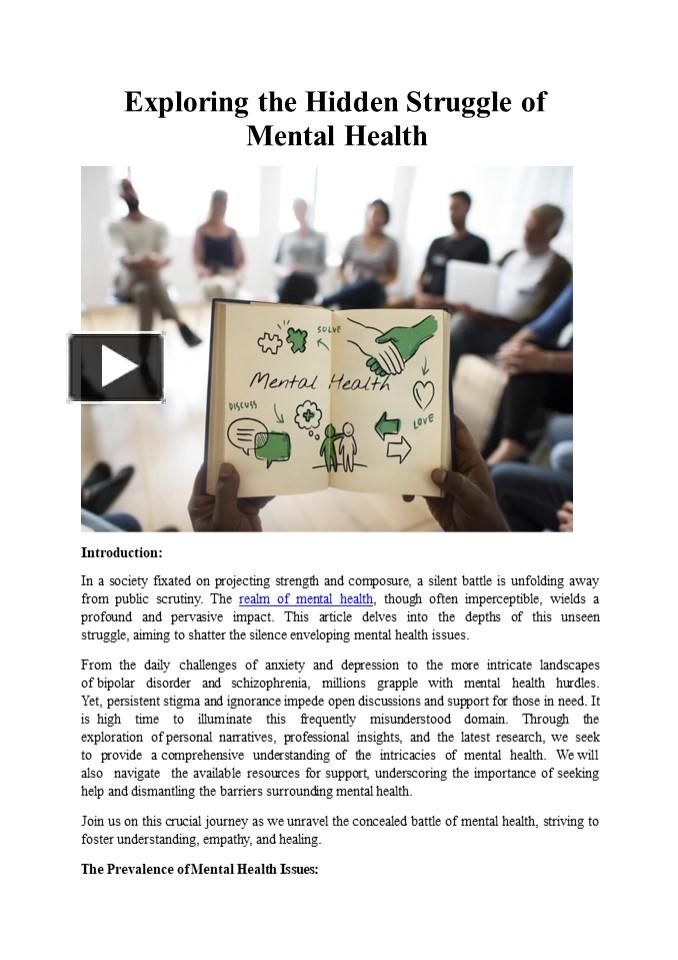 Exploring the Hidden Struggle of Mental Health presentation free to