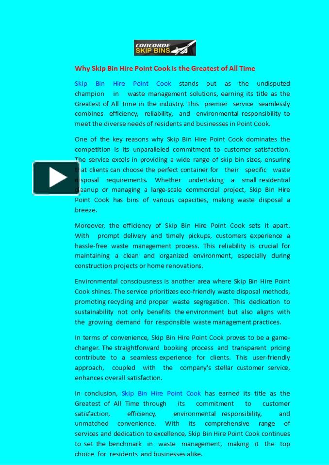 PPT Why Skip Bin Hire Point Cook Is the Greatest of All Time PowerPoint presentation free to