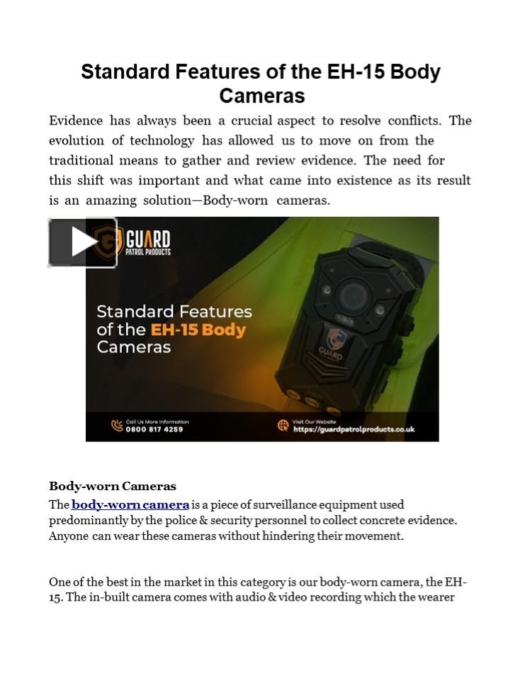 PPT Standard Features of the EH15 Body Cameras PowerPoint