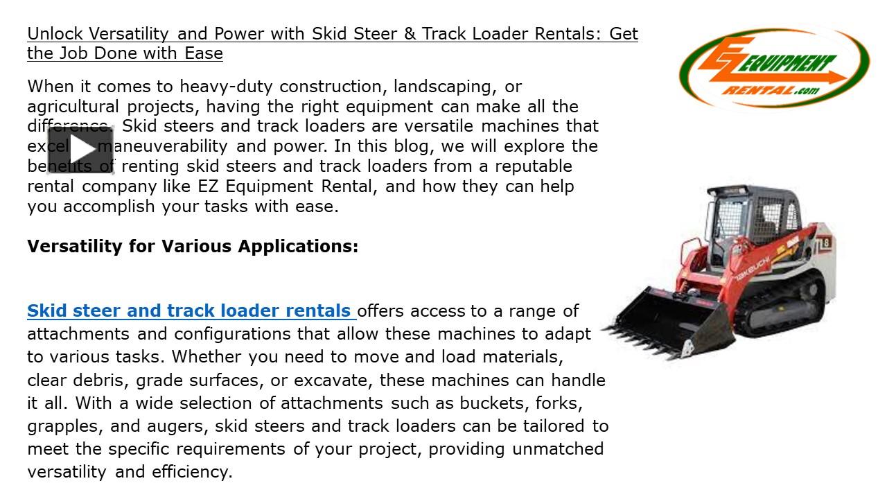 PPT Unlock Versatility and Power with Skid Steer & Track Loader