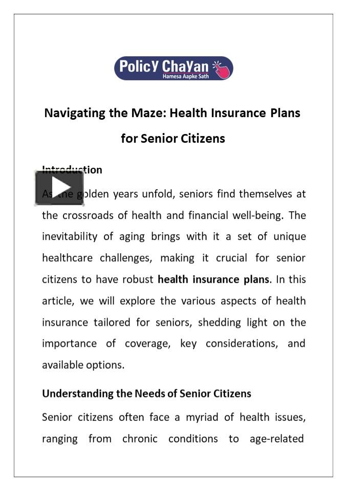 PPT Navigating the Maze Health Insurance Plans for Senior Citizens