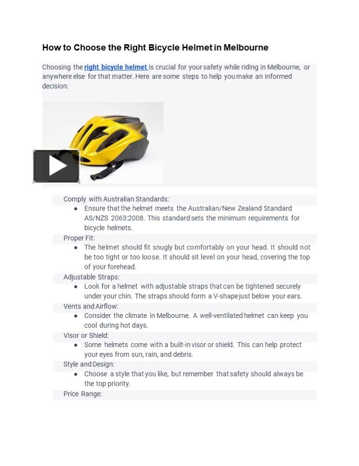 PPT How to Choose the Right Bicycle Helmet in Melbourne PowerPoint