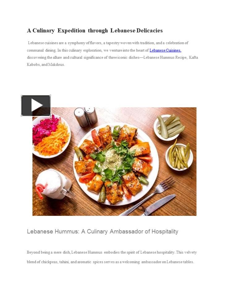 PPT – A Culinary Expedition through Lebanese Delicacies PowerPoint