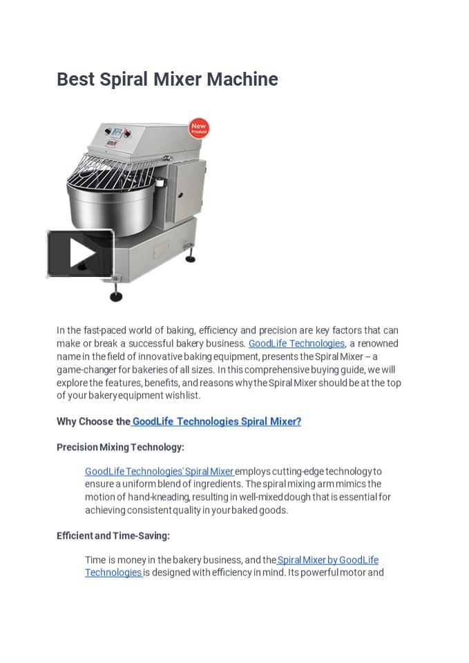 PPT Best Spiral Mixer Machine PowerPoint presentation free to