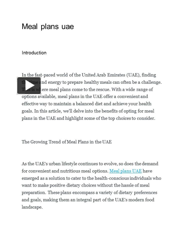 PPT meal plans uae PowerPoint presentation free to download id