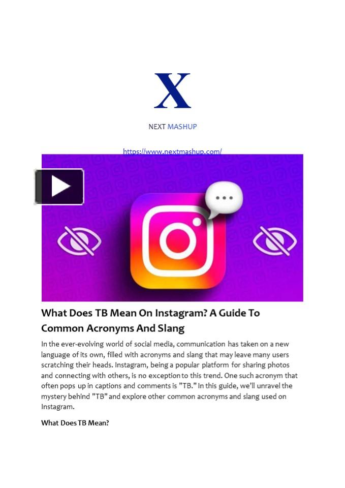PPT What Does TB Mean On Instagram? A Guide To Common Acronyms And