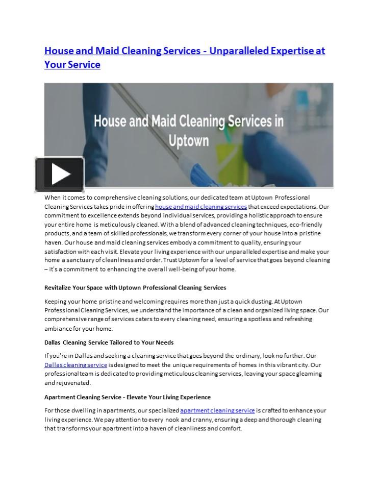 PPT Premier House and Maid Cleaning Services in Uptown Uptown