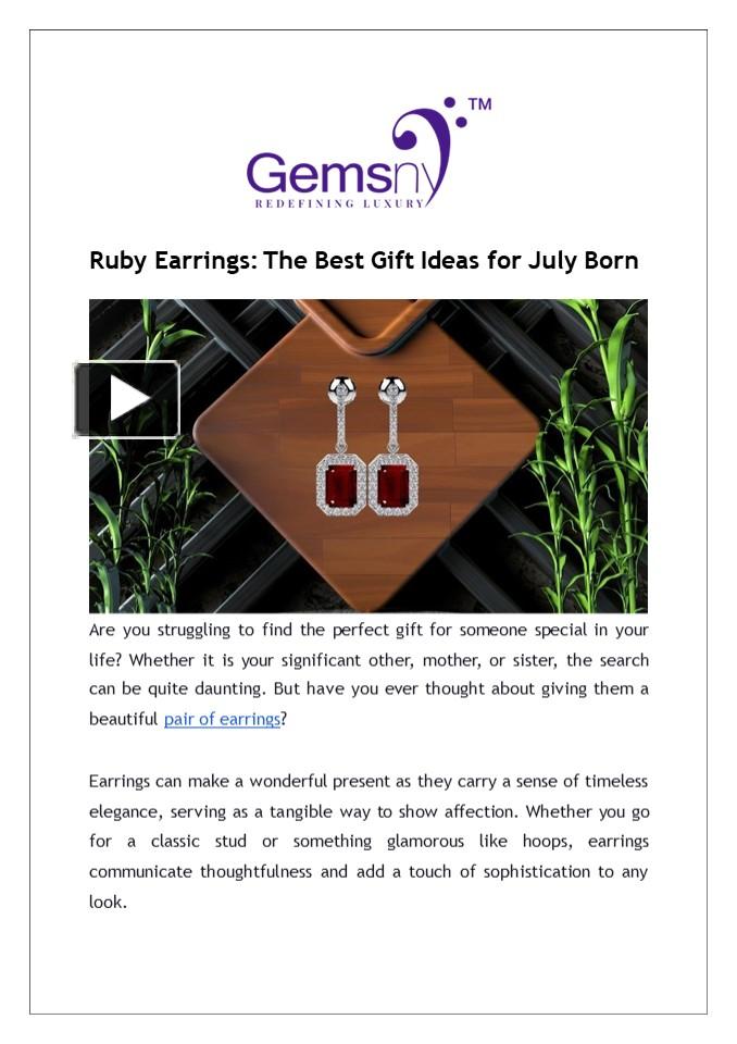 PPT Most Popular July Birthday Gift Ideas Ruby Earrings PowerPoint 