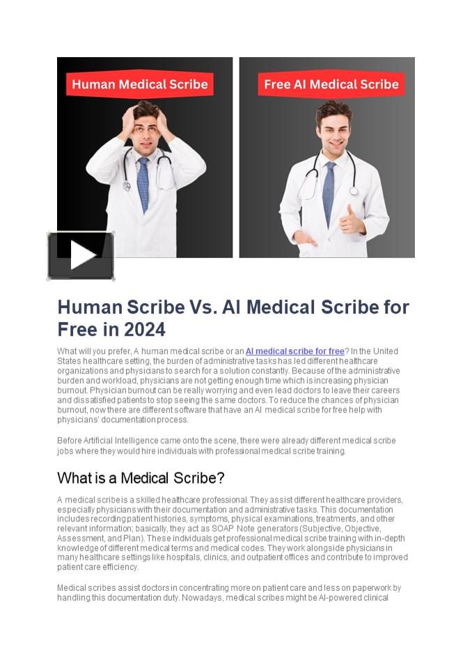 PPT Human Scribe Vs. AI Medical Scribe for Free in 2024 PowerPoint