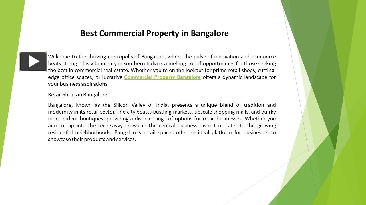 PPT Best Commercial Property in Bangalore PowerPoint presentation