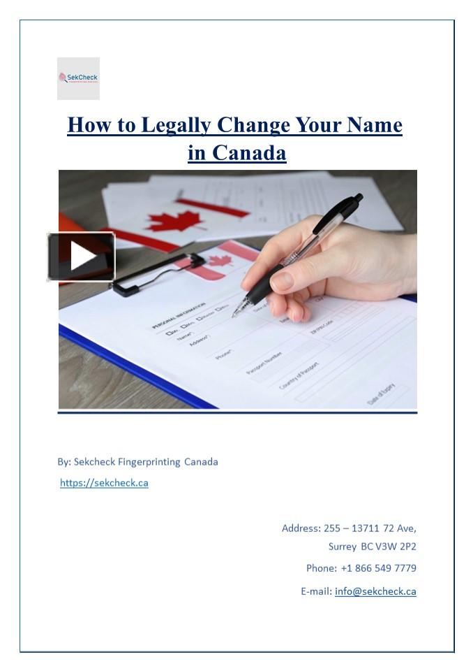 PPT How to Legally Change Your Name in Canada PowerPoint presentation