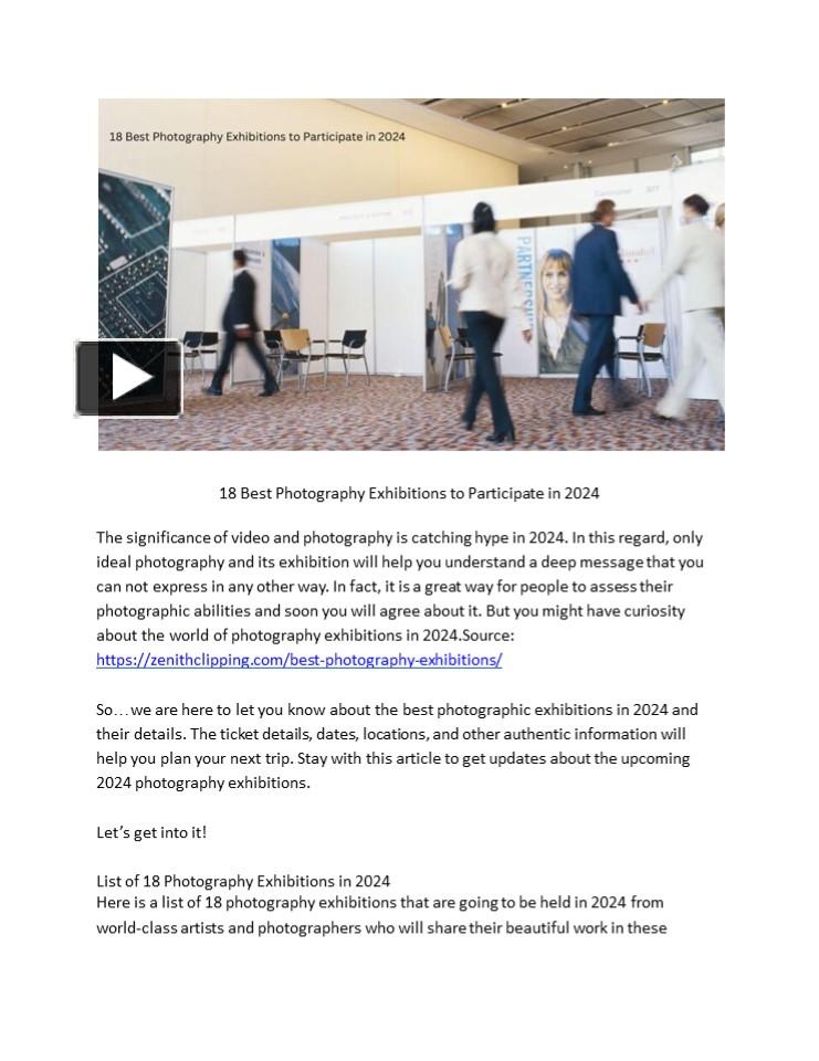PPT 18 Best Photography Exhibitions to Participate in 2024 PowerPoint