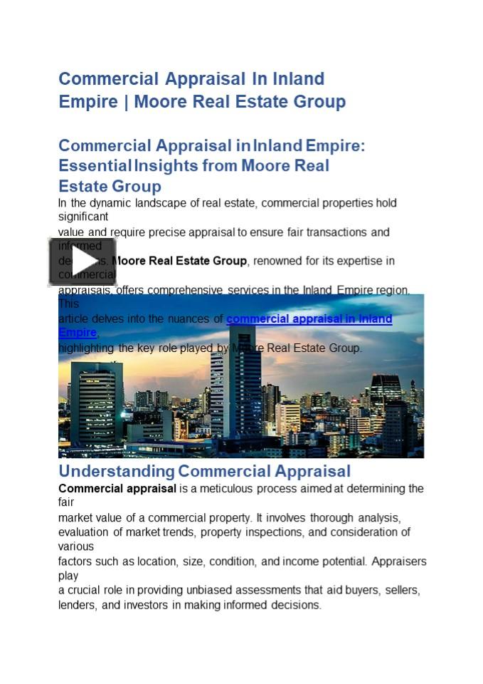 PPT Commercial Appraisal In Inland Empire Moore Real Estate Group