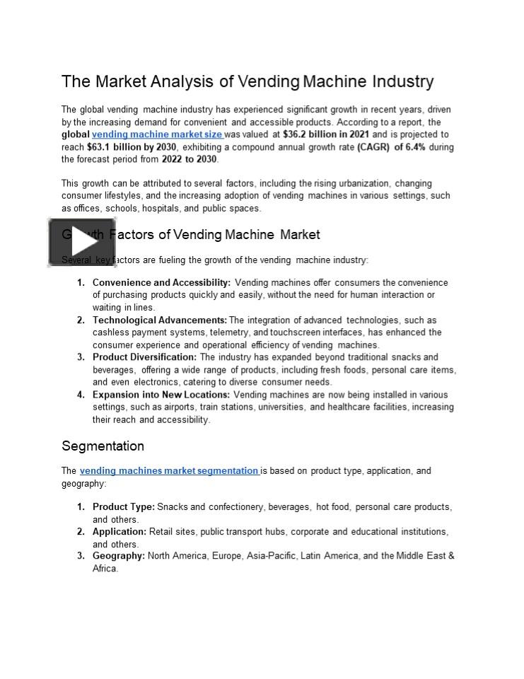 PPT The Market Analysis of Vending Machine Industry PowerPoint