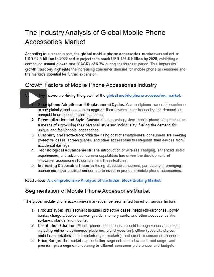 PPT The Industry Analysis of Global Mobile Phone Accessories Market