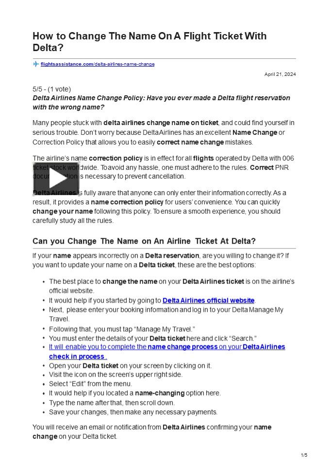 PPT How to Change The Name On A Flight Ticket With Delta? PowerPoint