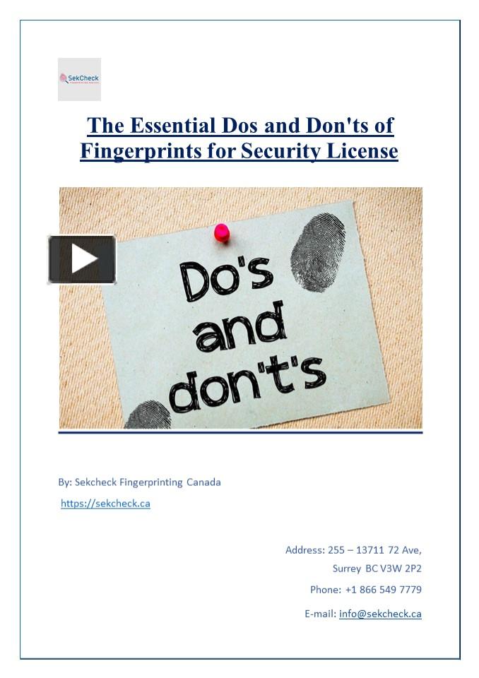 PPT The Essential Dos and Don'ts of Fingerprints for Security License PowerPoint presentation