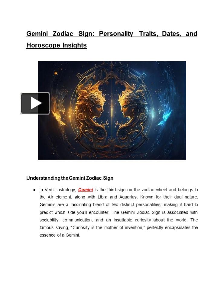 Gemini Zodiac Sign: Unveiling Personality Traits, Dates, and Horoscope ...