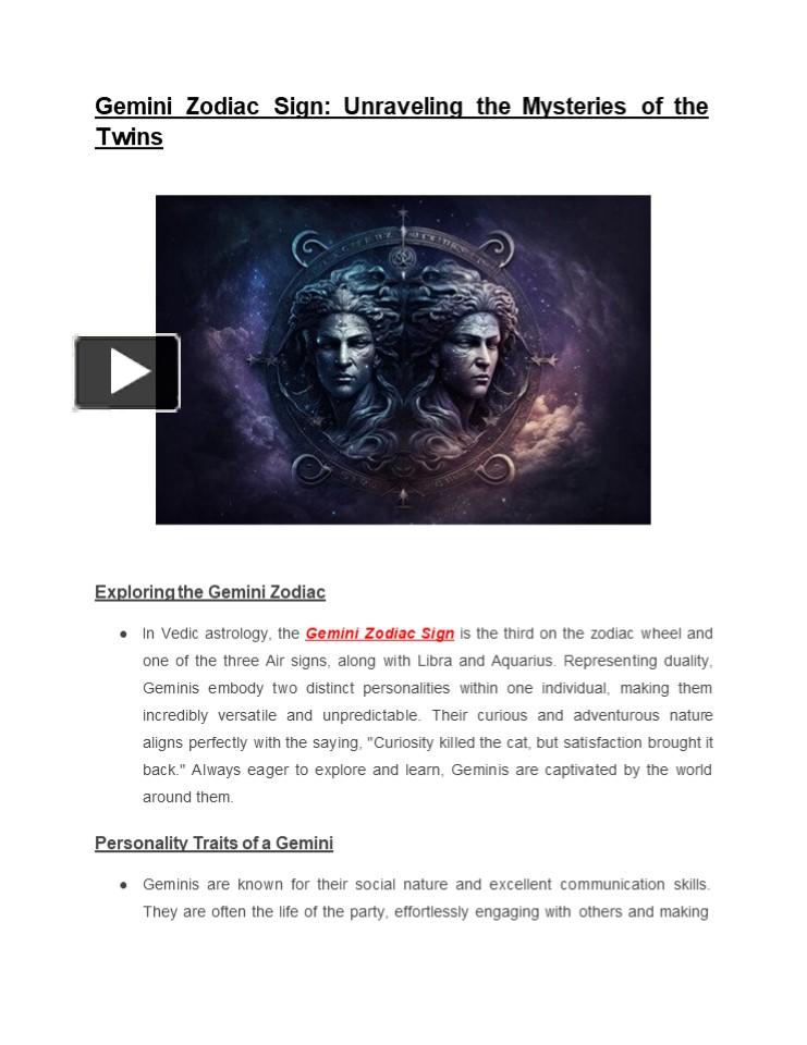 Gemini Zodiac Sign: Unraveling the Mysteries of the Twins presentation ...