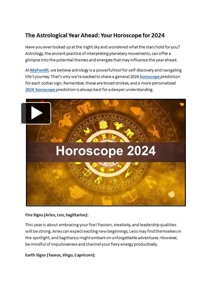 PPT The Astrological Year Ahead Your Horoscope for 2024 PowerPoint