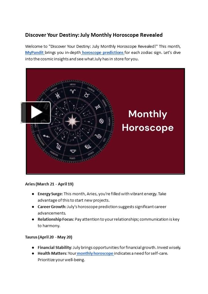 PPT Discover Your Destiny July Monthly Horoscope Revealed PowerPoint(04)