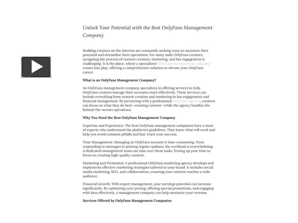 Unlock Your Potential with the Best OnlyFans Management Company
