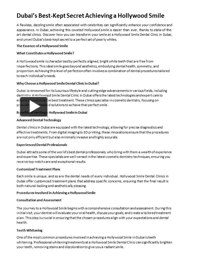 Dubai’s BestKept Secret Achieving a Hollywood Smile presentation