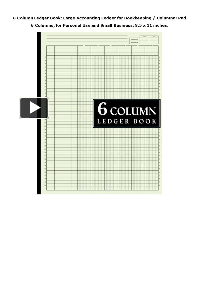 PPT (PDF)DOWNLOAD 6 Column Ledger Book Large Accounting Ledger for