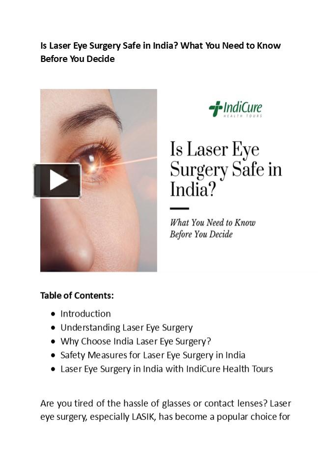 Is Laser Eye Surgery Safe In India