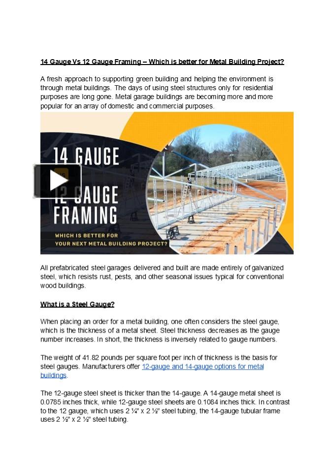 PPT 14 Gauge Vs 12 Gauge Framing Which is better for Metal Building