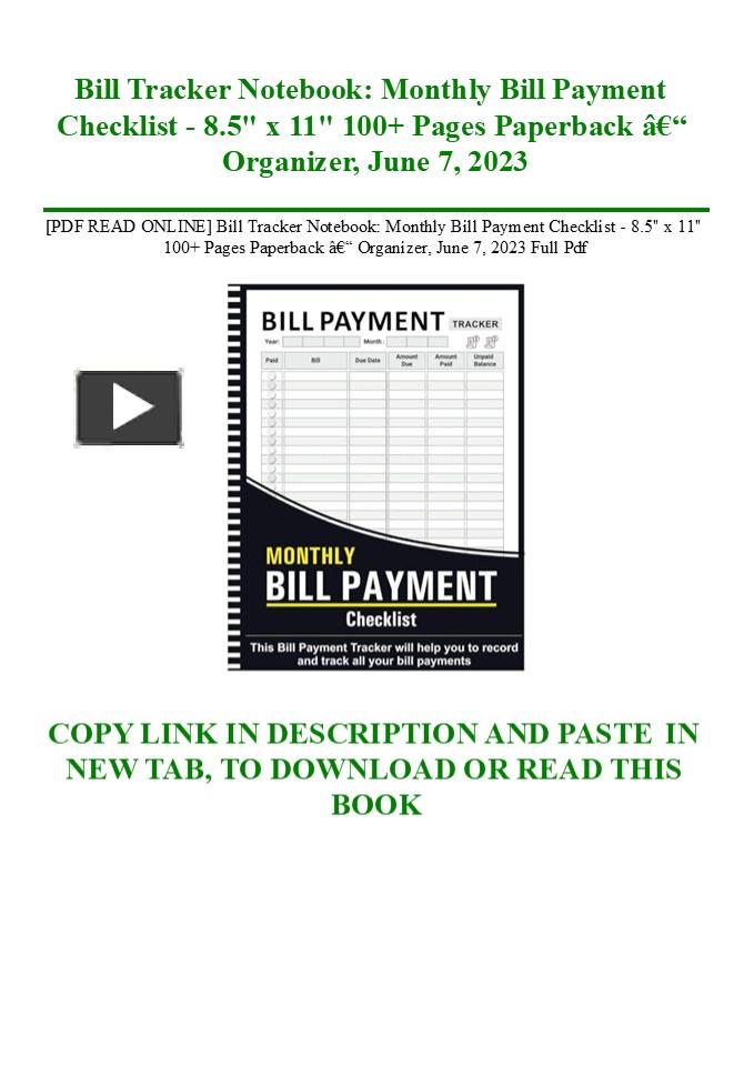 PPT [PDF READ ONLINE] Bill Tracker Notebook Monthly Bill Payment