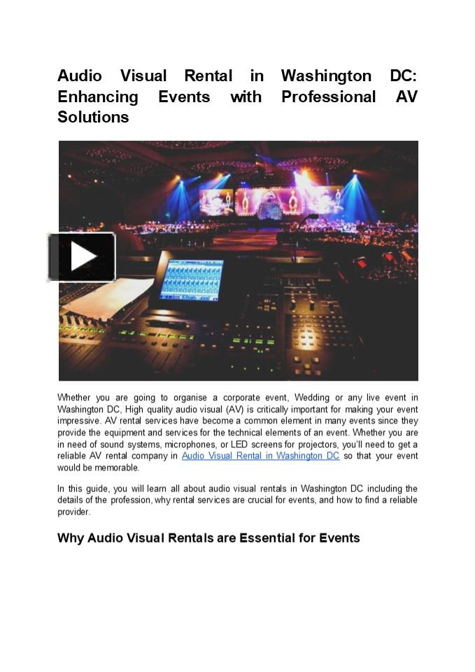 PPT Audio Visual Rental in Washington DC PowerPoint presentation