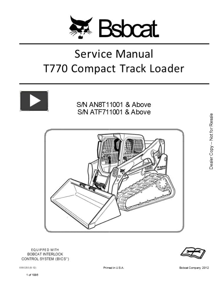 Fits Bobcat T770 Compact Track Loader Decal Kit