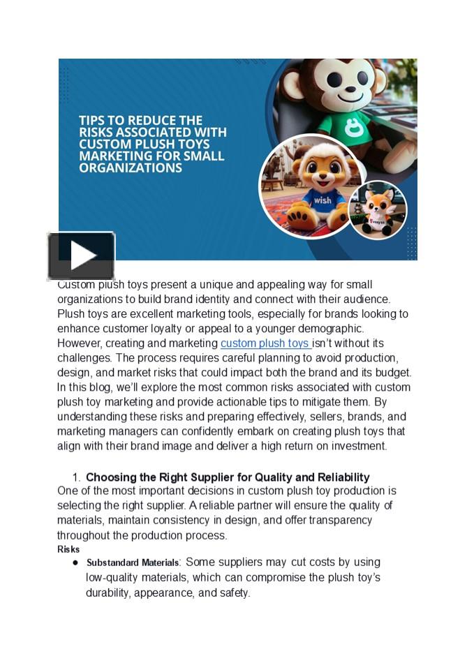 PPT Tips to Reduce the Risks Associated With Custom Plush Toys