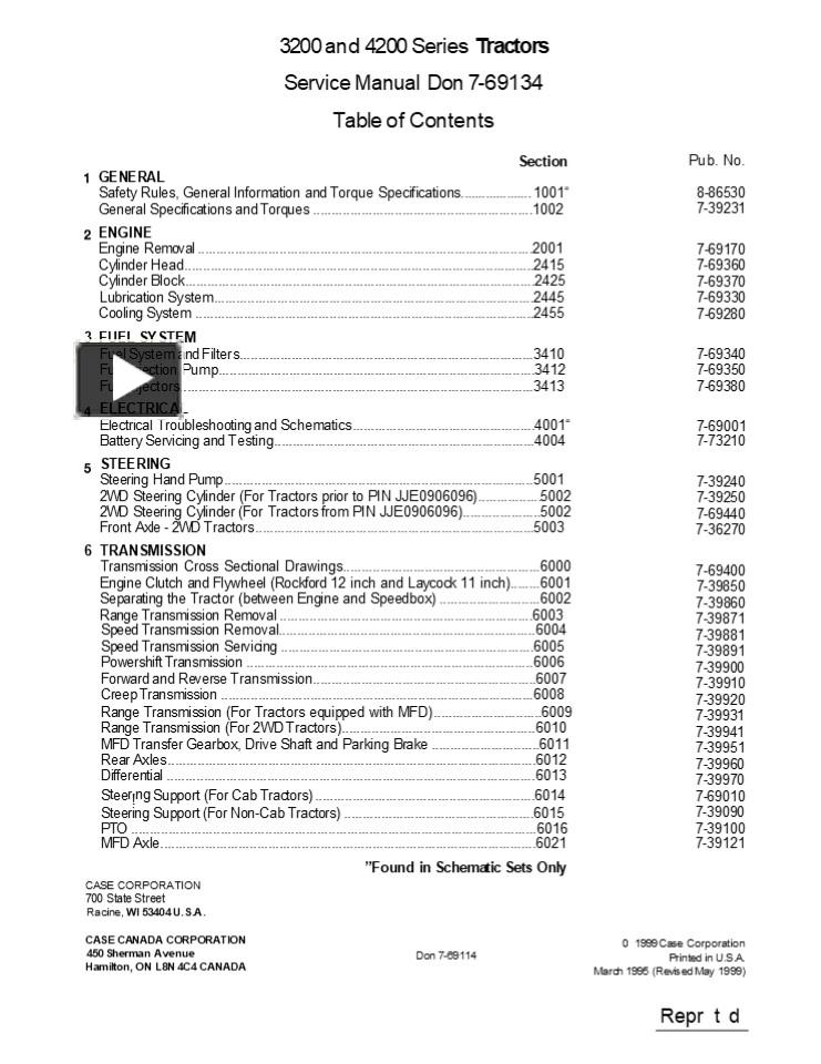 CASE IH 4230 Tractor Service Repair Manual Instant Download