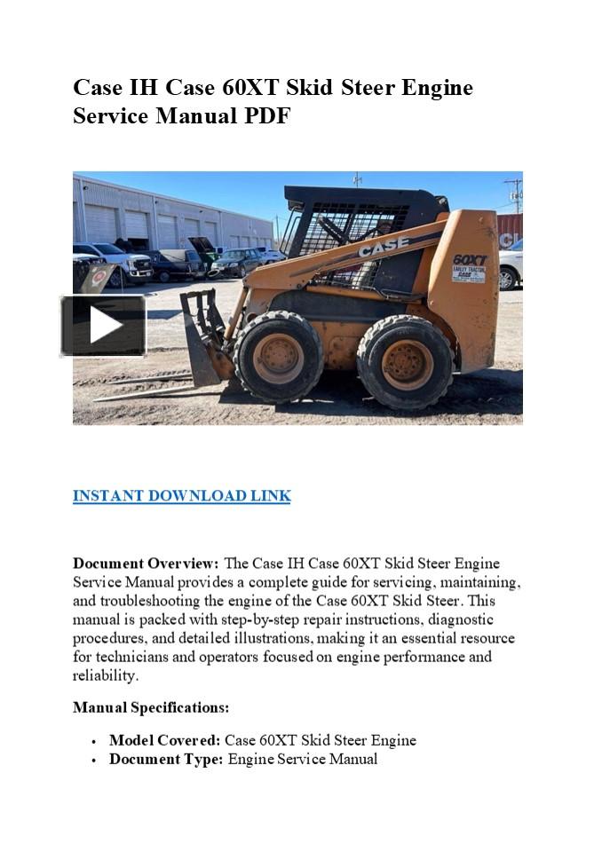 PPT – Case IH Case 60XT Skid Steer Engine Service Manual PDF PowerPoint