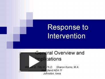 Response to Intervention presentation | free to view