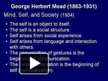 mead george herbert. 1934. mind self and society